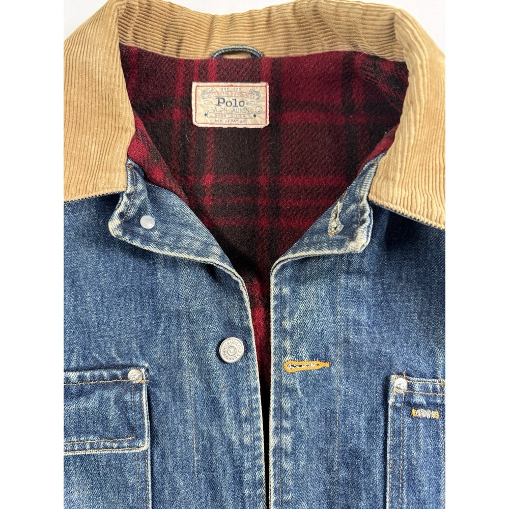 Polo Ralph Lauren Vintage 90s Authentic Dungarees Corduroy Collar Denim Jacket